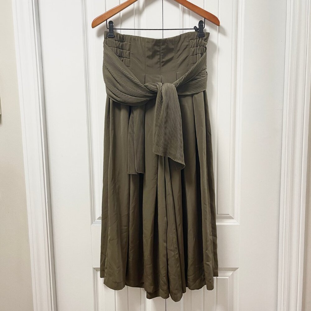 Vintage Wide-Leg Tie Pants Green – S - Picture 1 of 13